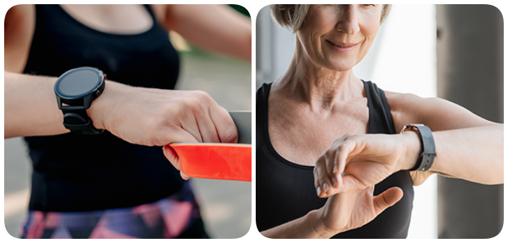 collage of woman using OmniWatch